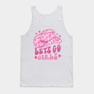 Lets Go Girls Retro Space Cowgirl Hat Pink Tank Top